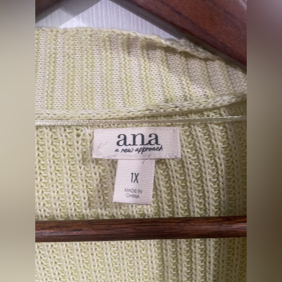 a.n.a Women’s Cardigan 100% Cotton Color Yellow Size 1X. NEW W TAG. - Picture 6 of 7